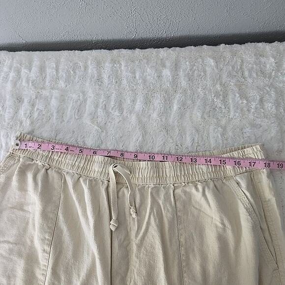 Lucky Brand Beige Khaki Relaxed Linen Blend Pull On Pants XL Coastal Resort - Picture 3 of 9